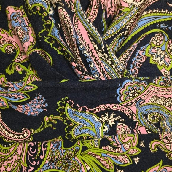 Talbots Paisley Wrap Spandex Midi Cap Sleeves Dress Green, Blue, Pink, Black - S - Picture 4 of 7